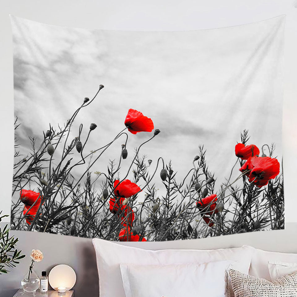 Red Poppies Wall Decor Tapestry