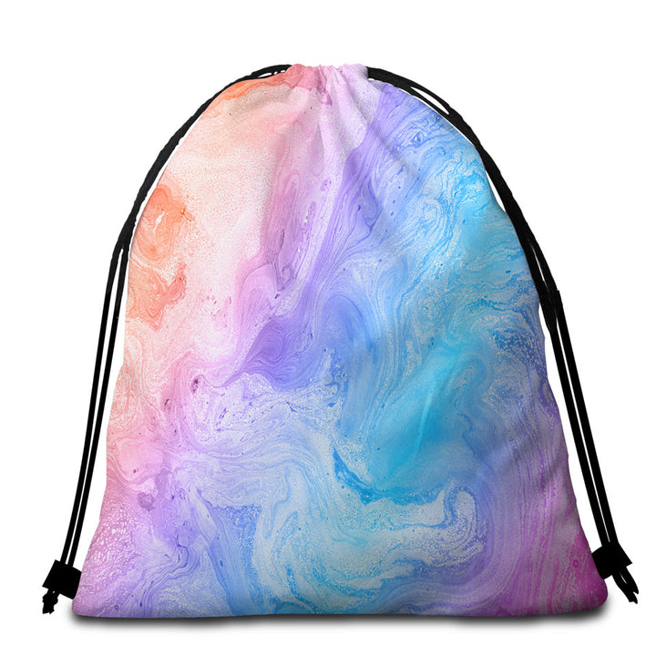 Red Purple Blue Marble Beach Towel Bags