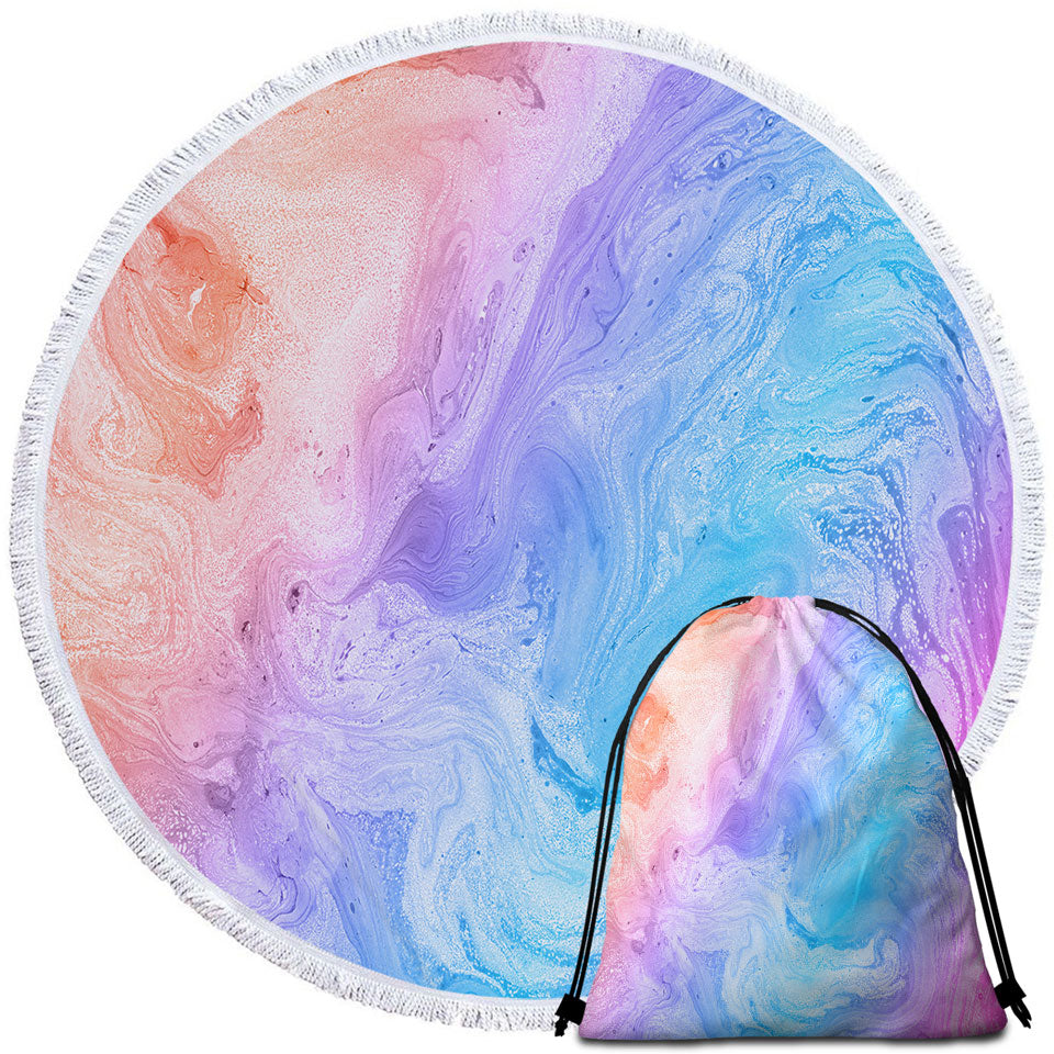 Red Purple Blue Marble Beach Towels