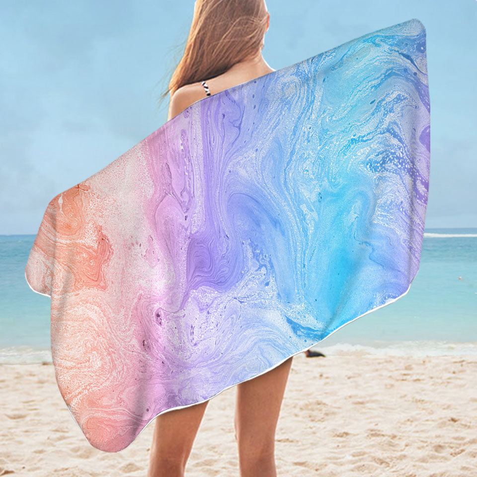 Red Purple Blue Marble Microfiber Beach Towel