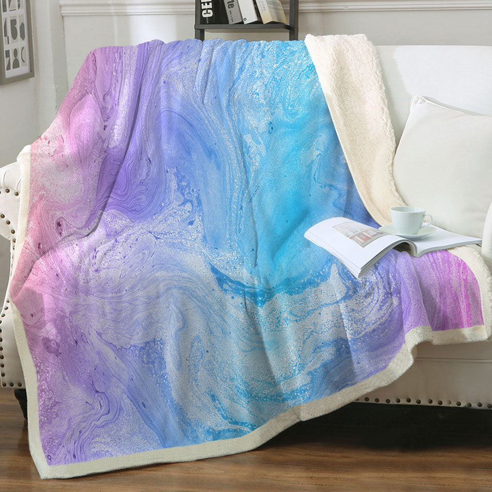 Red Purple Blue Marble Throw Blanket