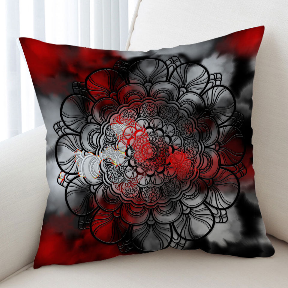 Red and Black Mandala Cushion