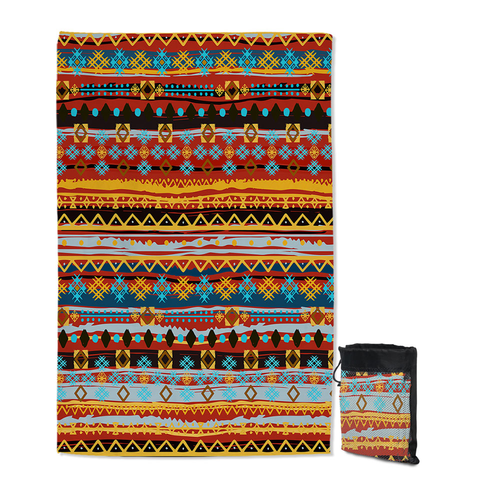 Red and Yellow African Design Beach Towels
