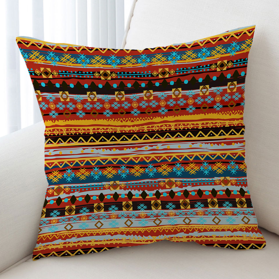 Red and Yellow African Design Decorative Pillows