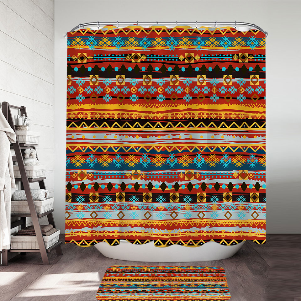 Red and Yellow African Design Shower Curtain