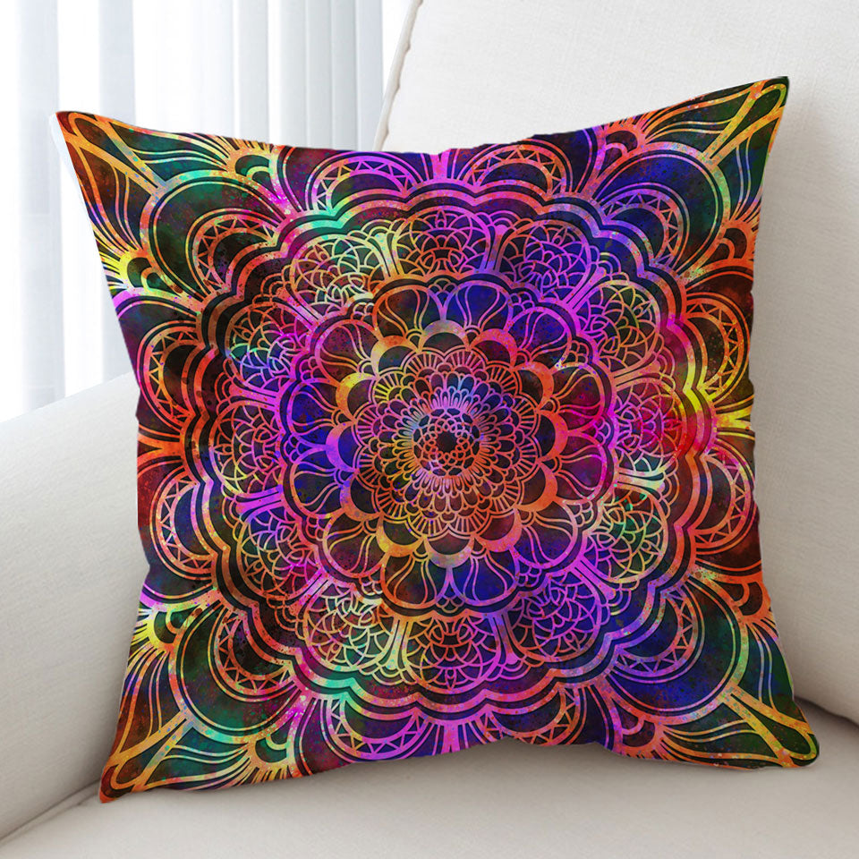 Red to Purple Oriental Mandala Decorative Cushions