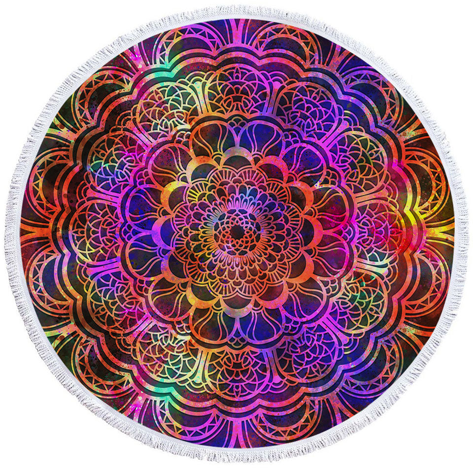 Red to Purple Oriental Mandala Unusual Beach Towels