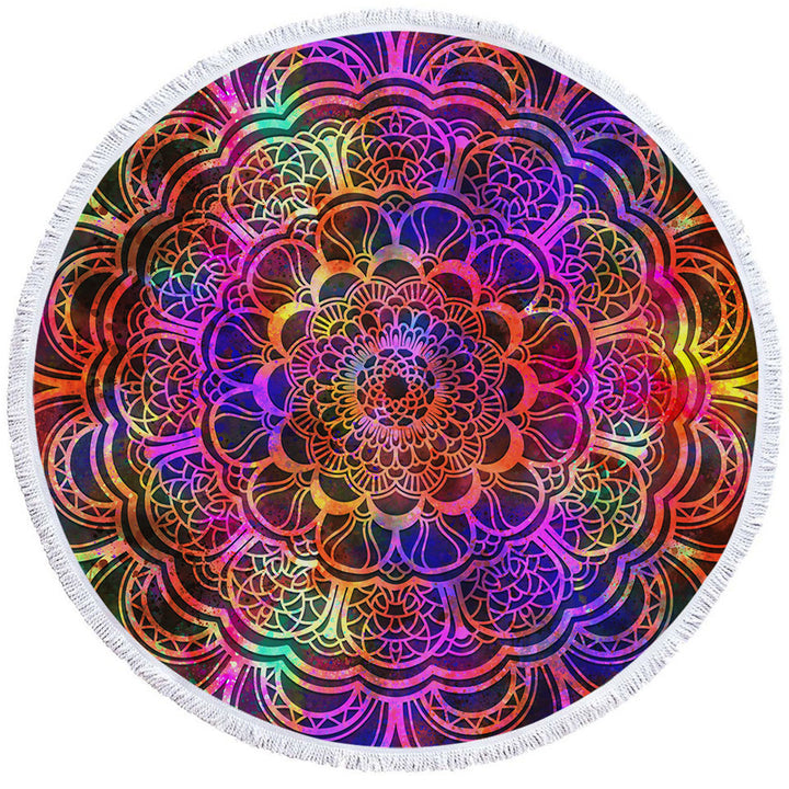 Red to Purple Oriental Mandala Unusual Beach Towels