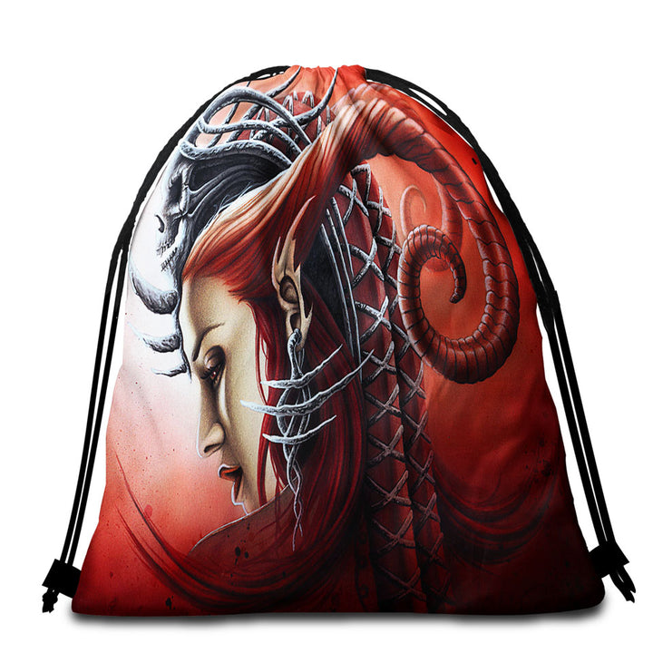 Redhead Woman Gothic Fantasy Art Queen Evil Beach Towel Pack