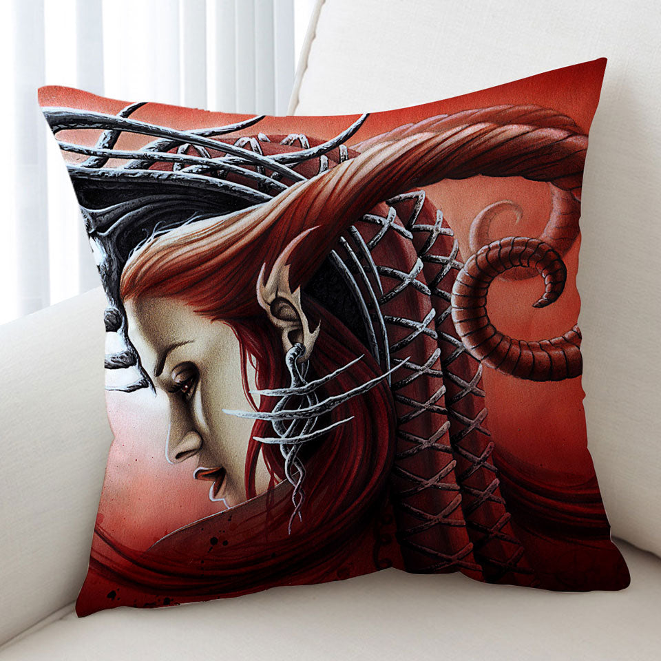 Redhead Woman Gothic Fantasy Art Queen Evil Cushion Covers