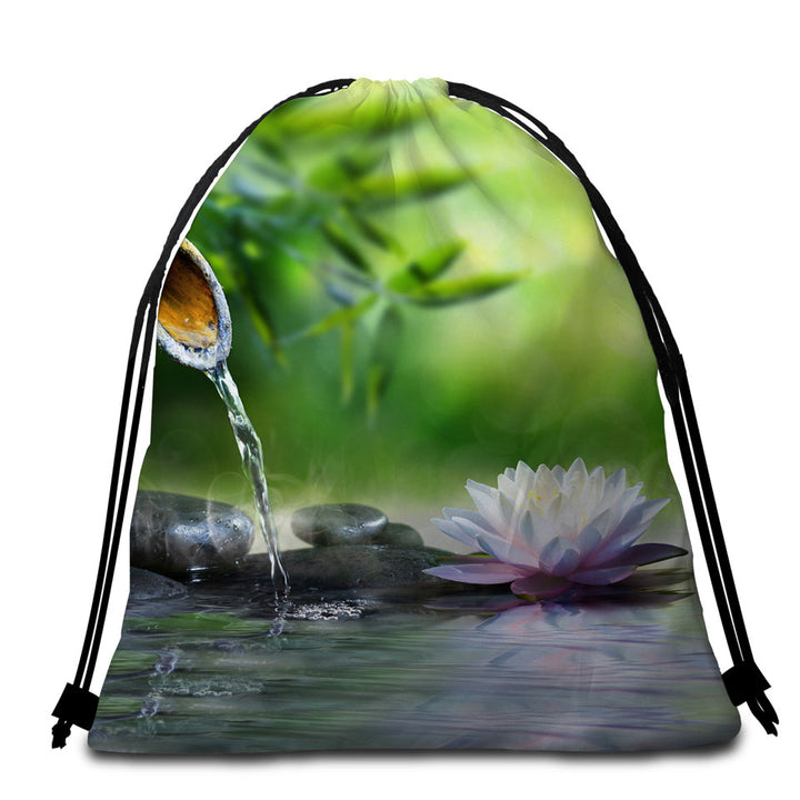 Relaxing Beach Towel Bags Water Lily Tickle