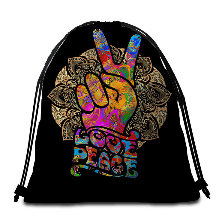 Retro Beach Bags and Towels Love Peace