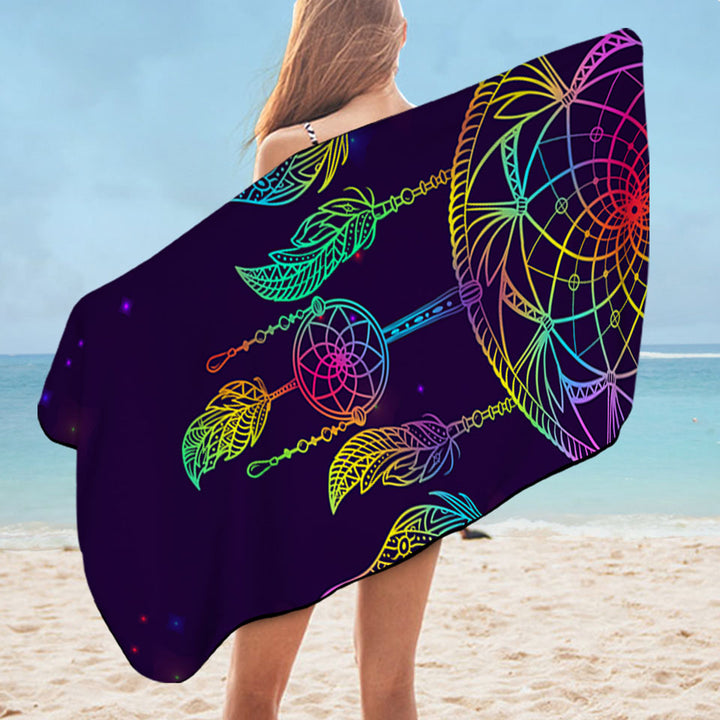 Retro Beach Towel with Dream Catcher