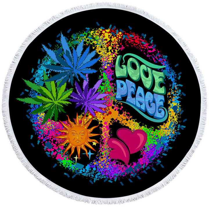 Retro Circle Towels 420 Peace and Love