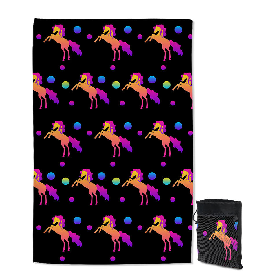 Retro Colors Horse Beach Towels