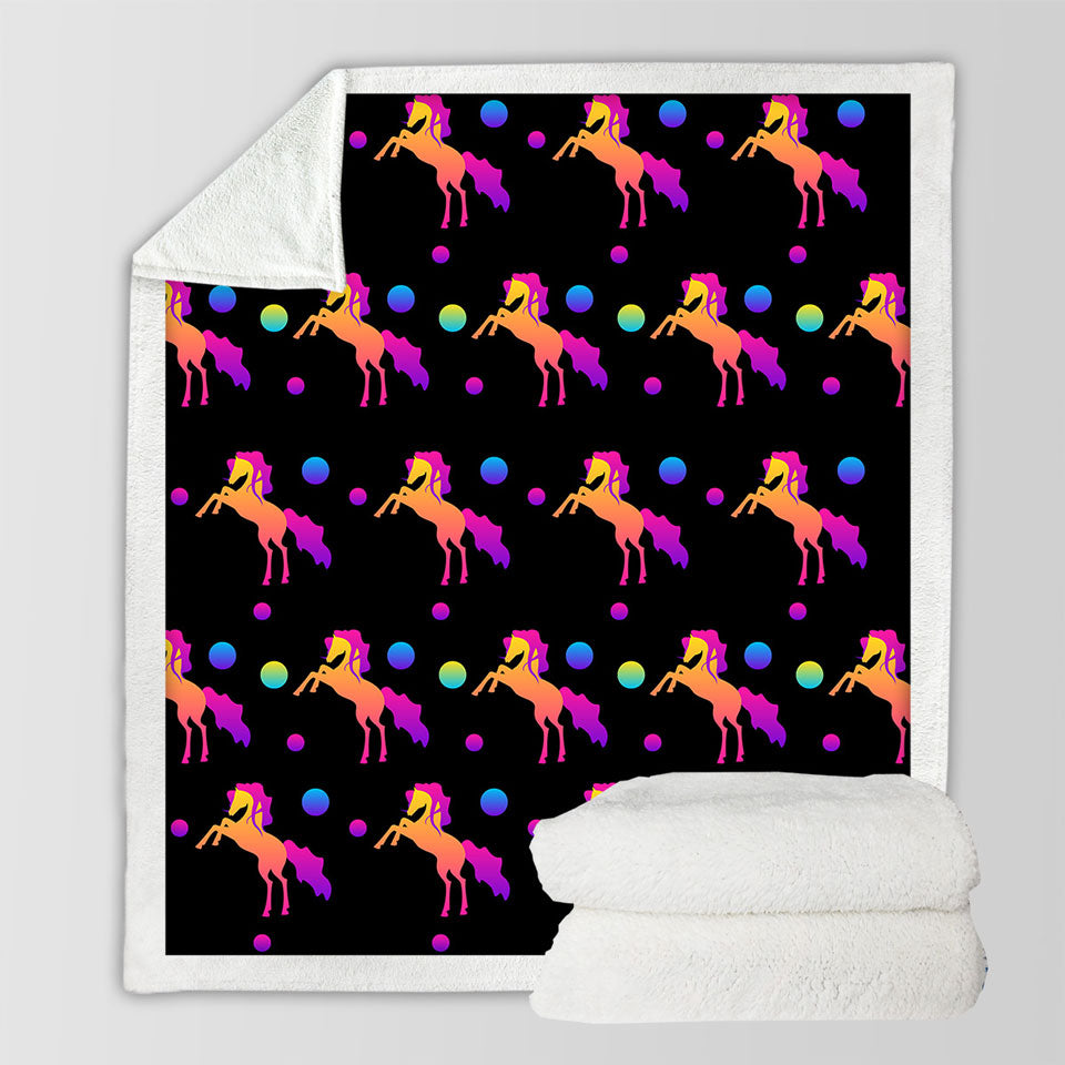 Retro Colors Horse Sherpa Blanket