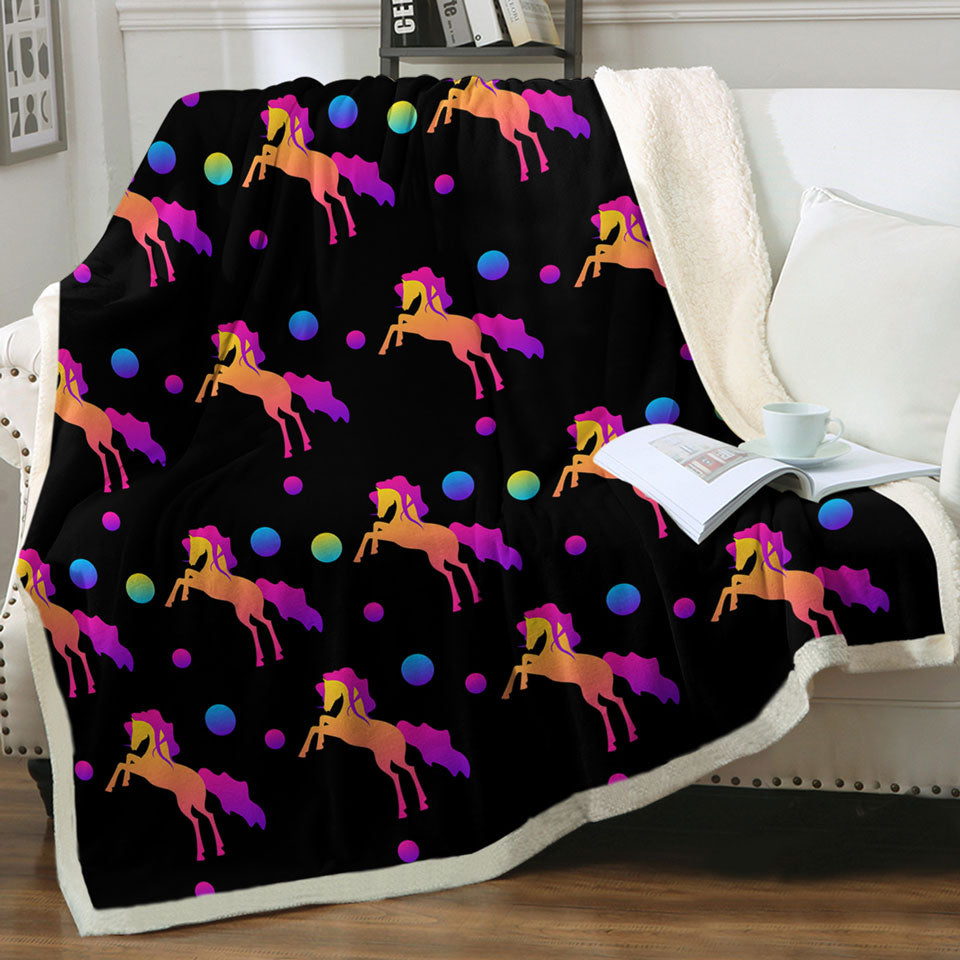 Retro Colors Horse Throw Blanket
