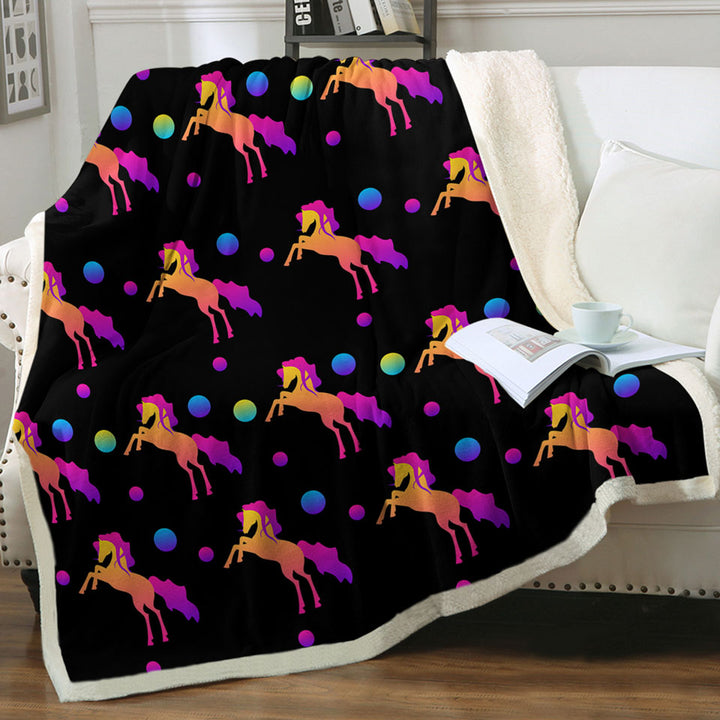 Retro Colors Horse Throw Blanket
