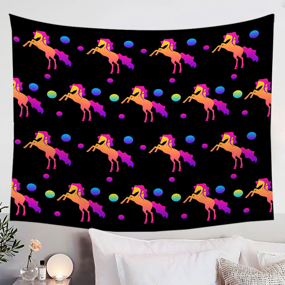 Retro Colors Wall Art with Horse Pattern