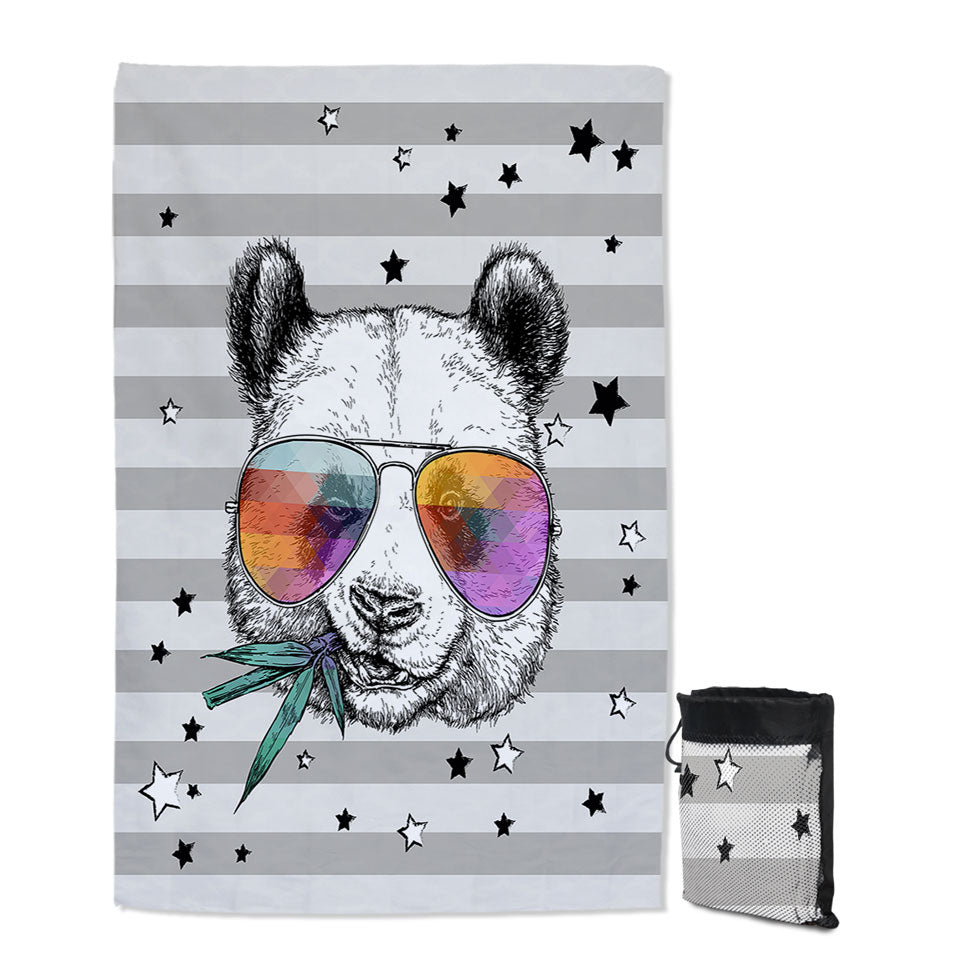 Retro Cool and Funny Panda Beach Towels