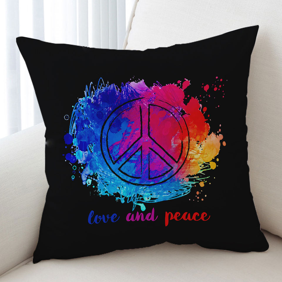 Retro Cushions Reddish Blue Love and Peace