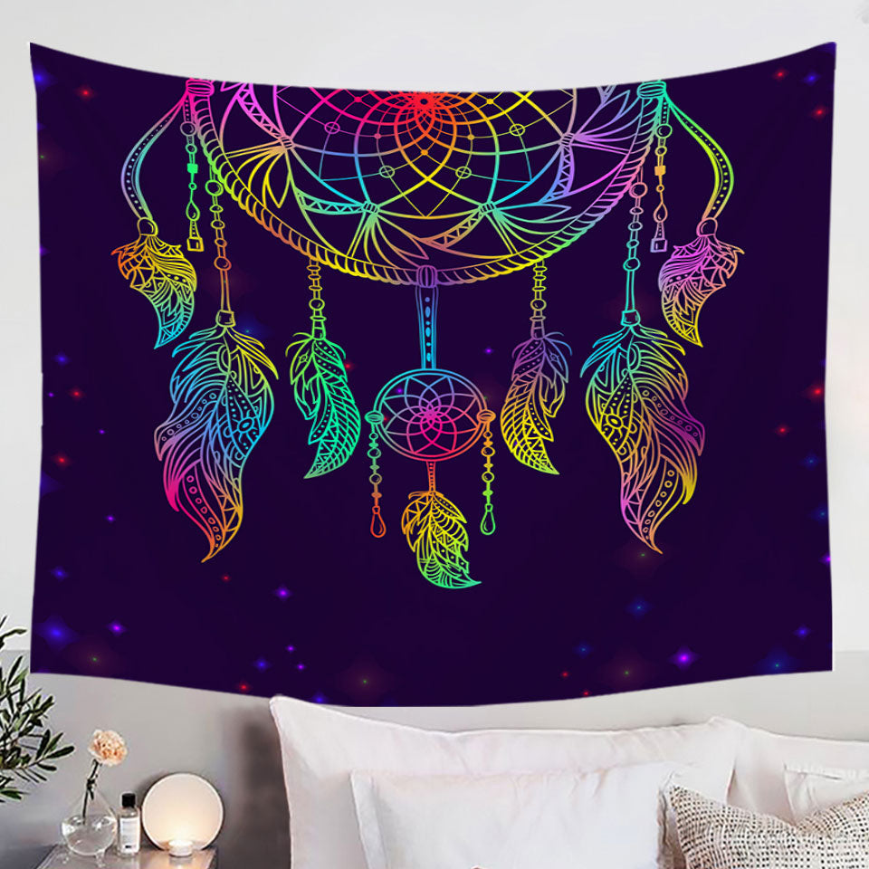 Retro Colorful Tapestry Wall Decor with Hamsa Hand