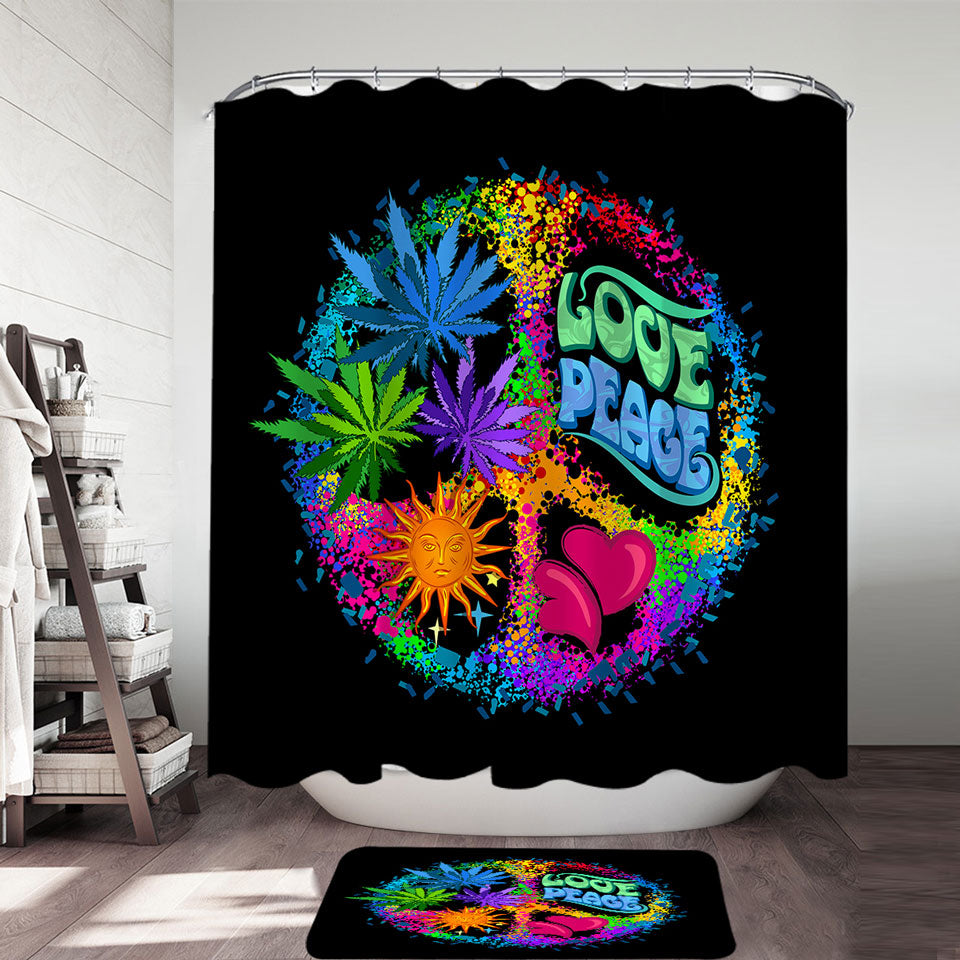 Retro Shower Curtain 420 Peace and Love