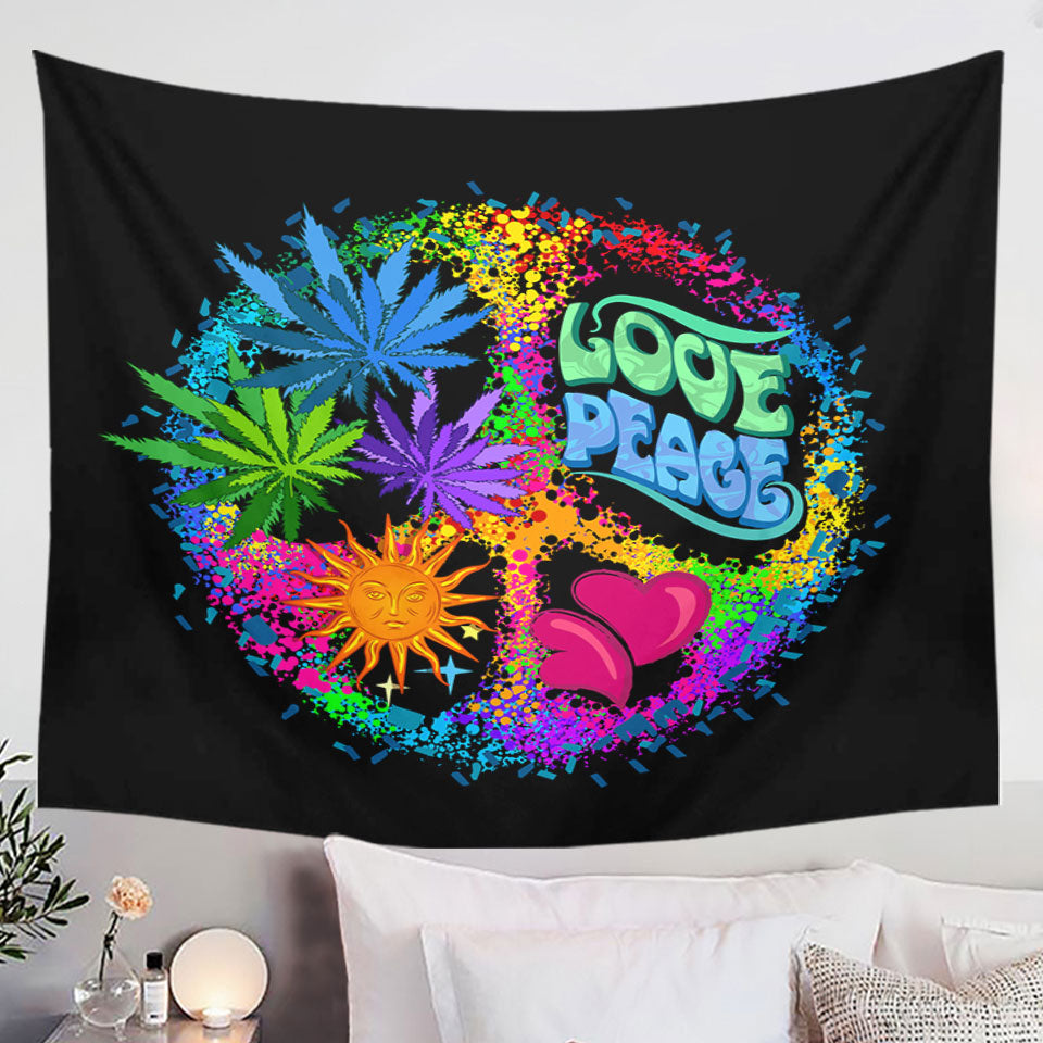 Peace and Love Positive Retro Wall Decor Tapestries