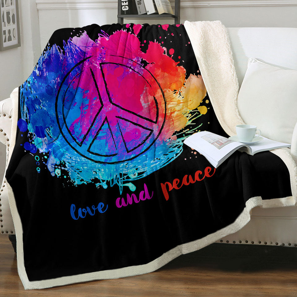 Retro Throws Reddish Blue Love and Peace