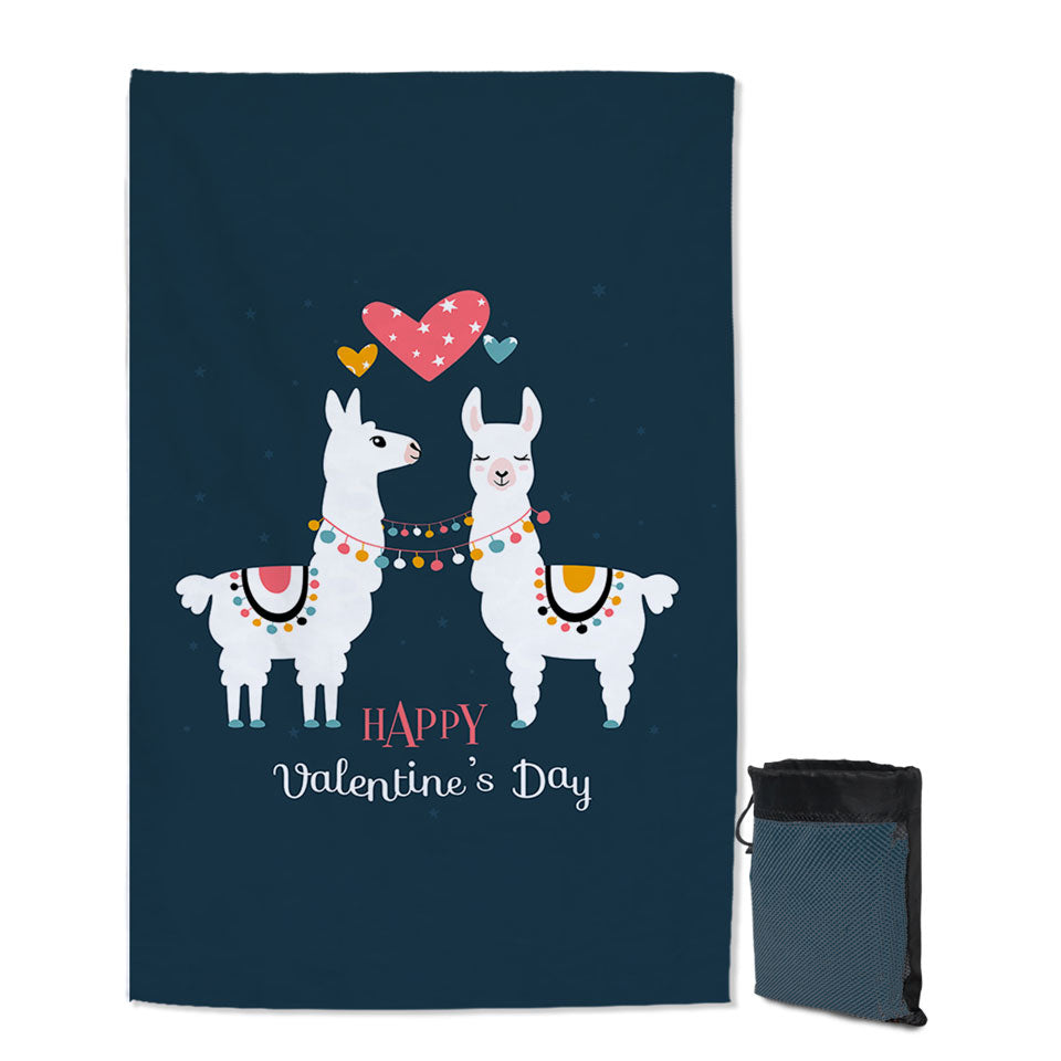 Romantic Beach Towels Happy Valentines Day Loving Llamas