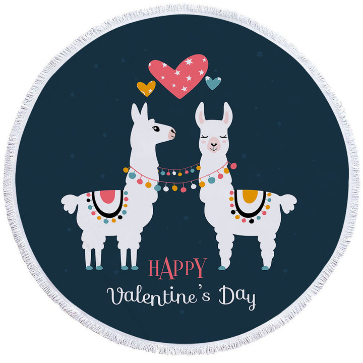 Romantic Big Beach Towels Happy Valentines Day Loving Llamas