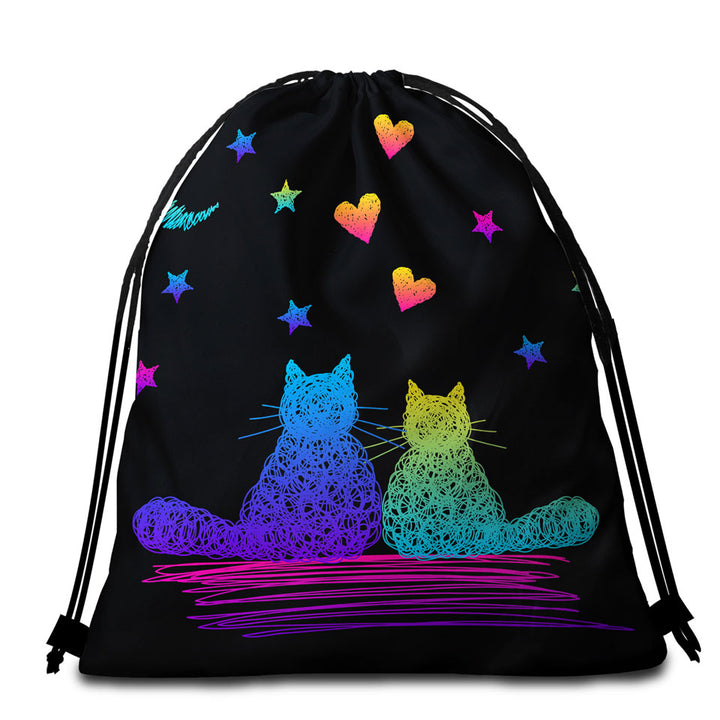 Romantic Cats Beach Towel Bags