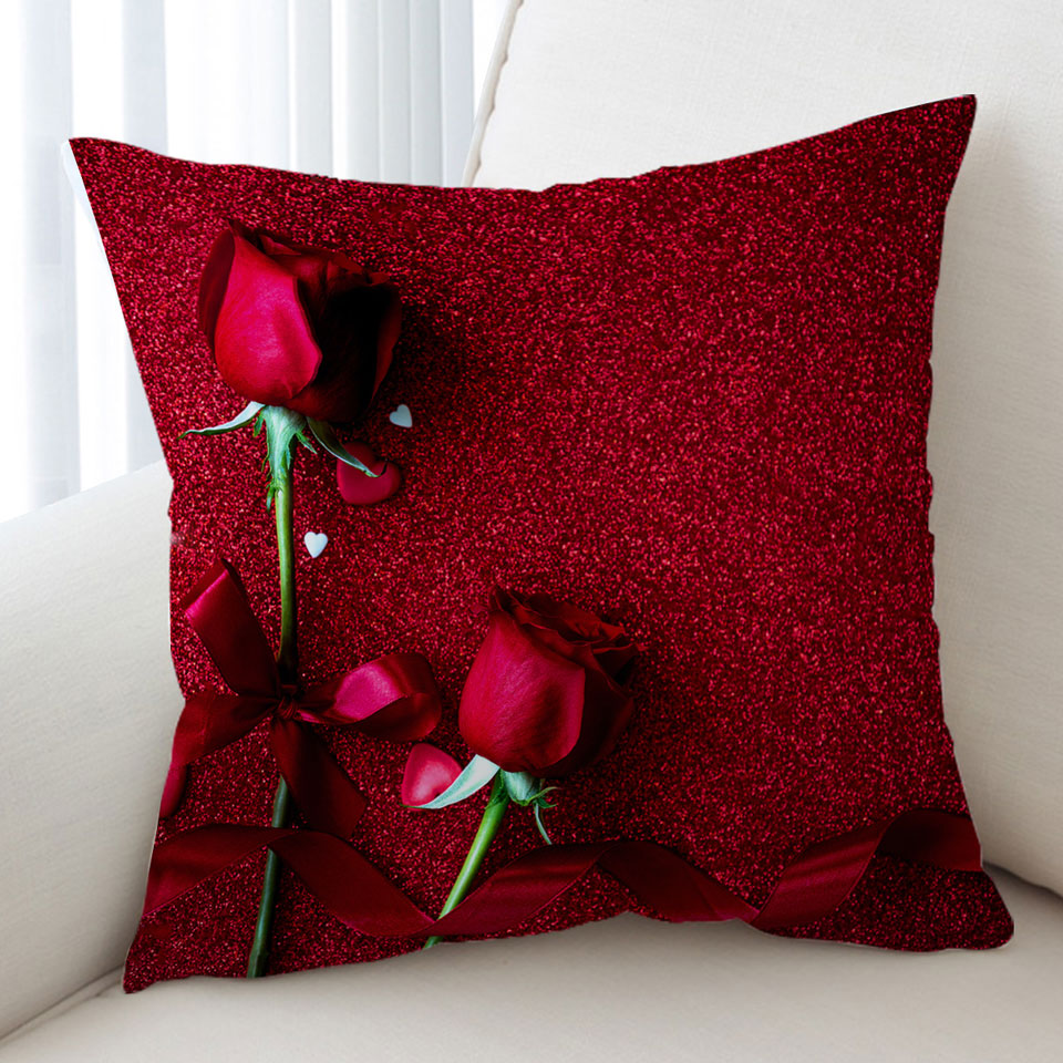 Romantic Couple of Roses Cushion