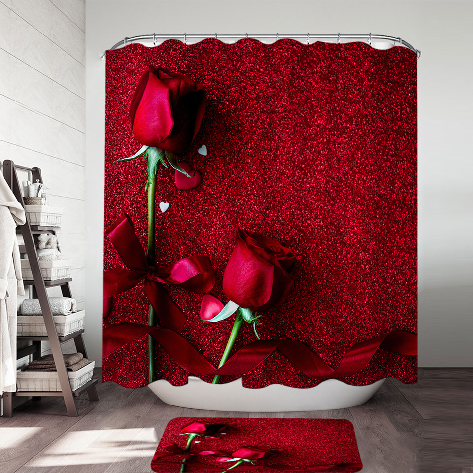 Romantic Couple of Roses Shower Curtain