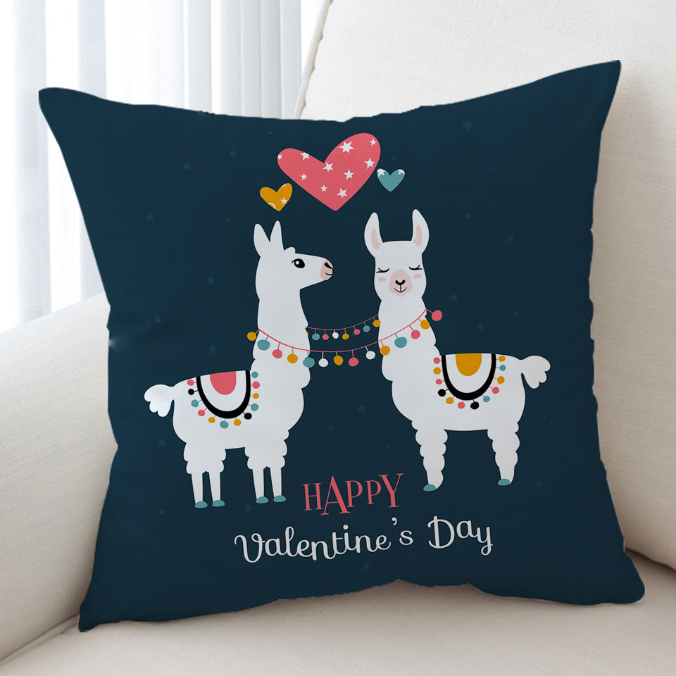 Romantic Cushion Covers Happy Valentines Day Loving Llamas