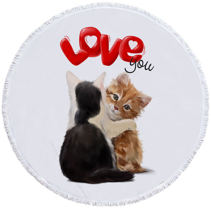 Romantic Love Quote Big Beach Towels with Adorable Kittens