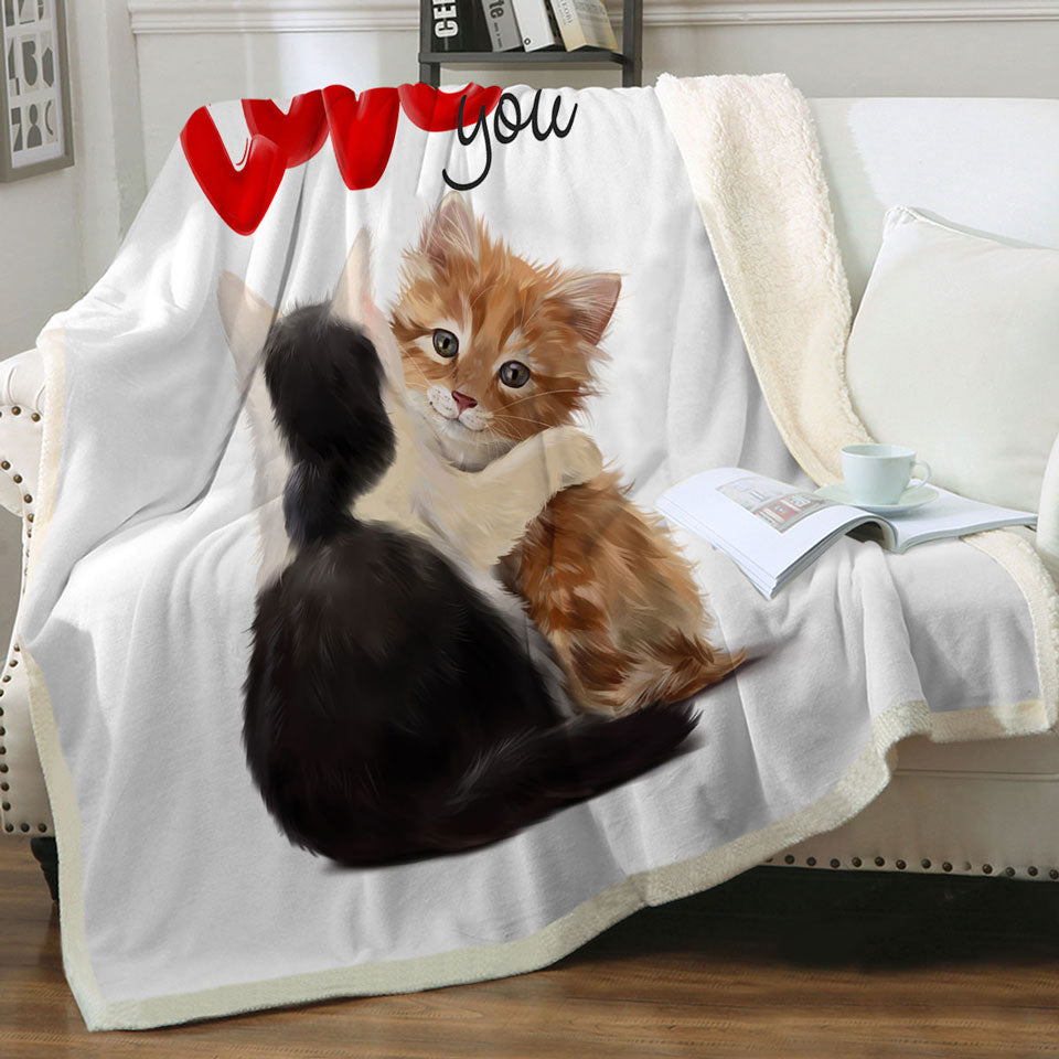 Romantic Love Quote Couch Throws with Adorable Kittens