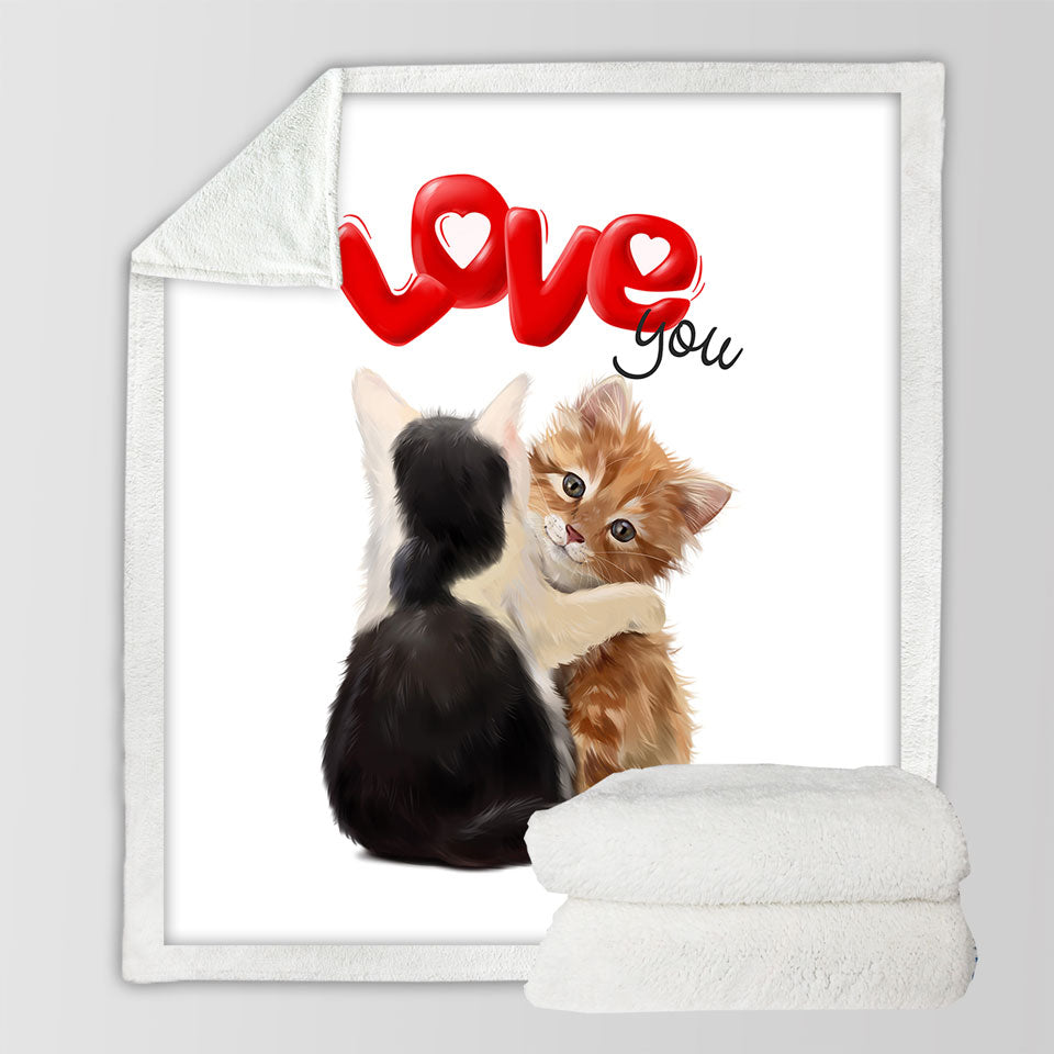 Romantic Love Quote Sofa Blankets with Adorable Kittens