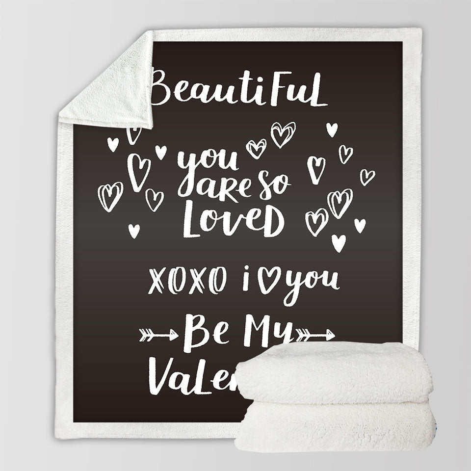 Romantic Love Quote Throws Be My Valentine