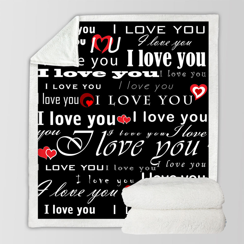 Romantic Quotes Fleece Blankets I Love You