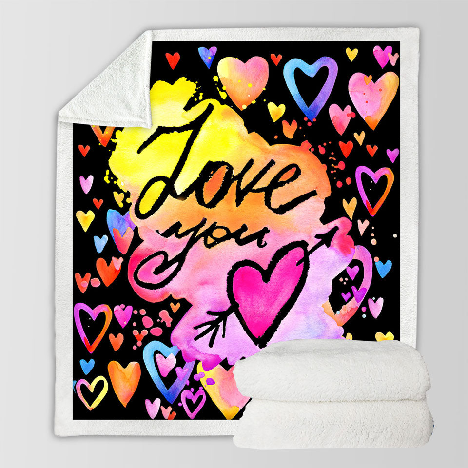 Romantic Throws Love You Colorful Hearts