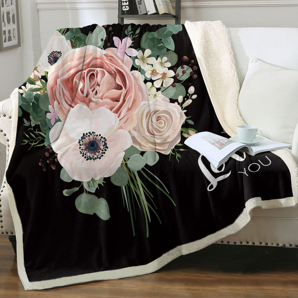 Romantic Throws Love You White Flowers Bouquet