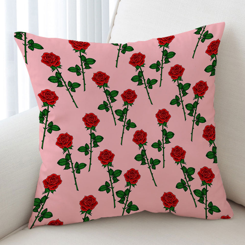 Roses Pattern over Pink Decorative Pillows