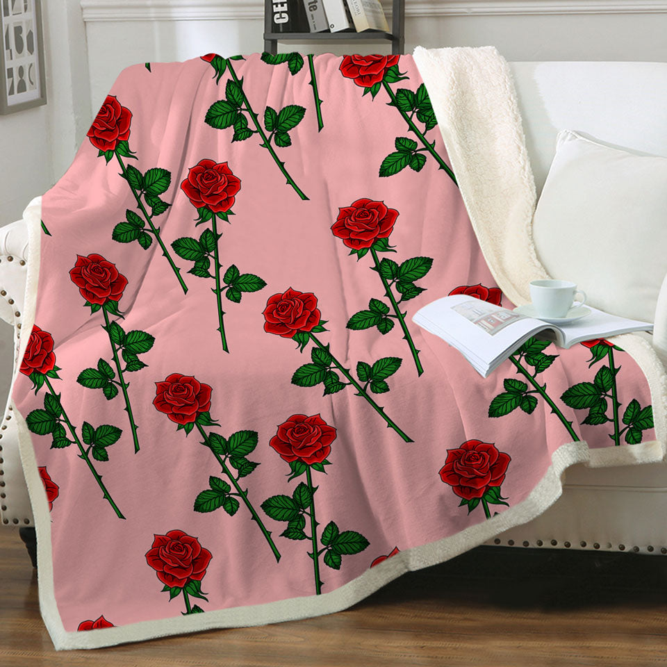 Roses Pattern over Pink Throws