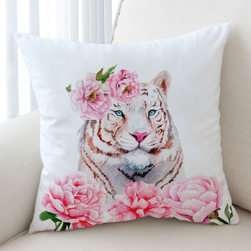 Rosy Lady White Tiger Cushion