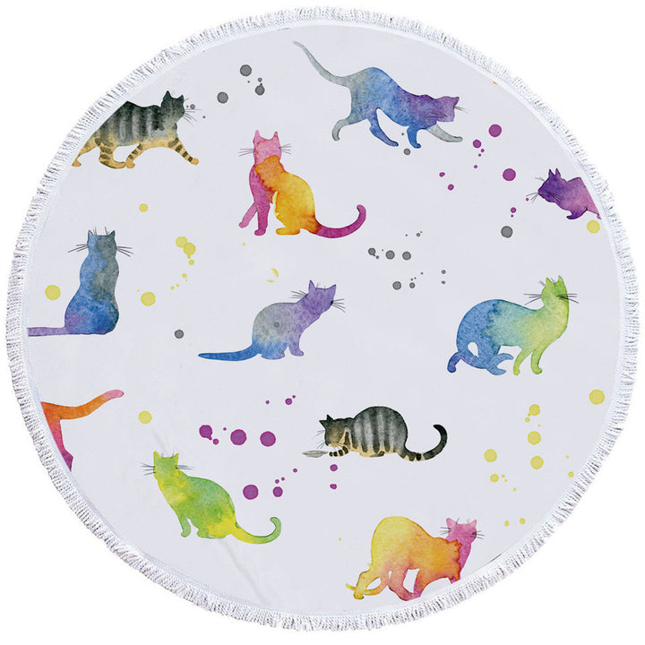 Round Towel with Cats