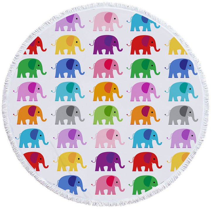 Round Towels with Multi Colored Elephant