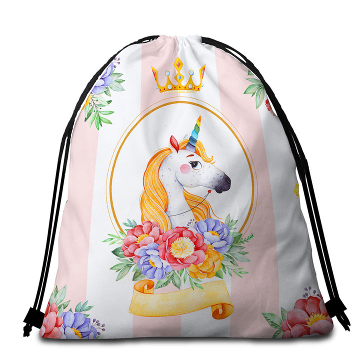 Royal Unicorn King Beach Towel Bags