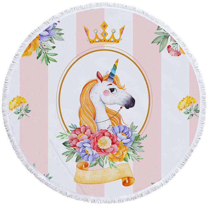 Royal Unicorn King Round Beach Towel