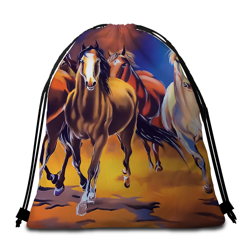 Running Horses Beach Towels and Bags Set